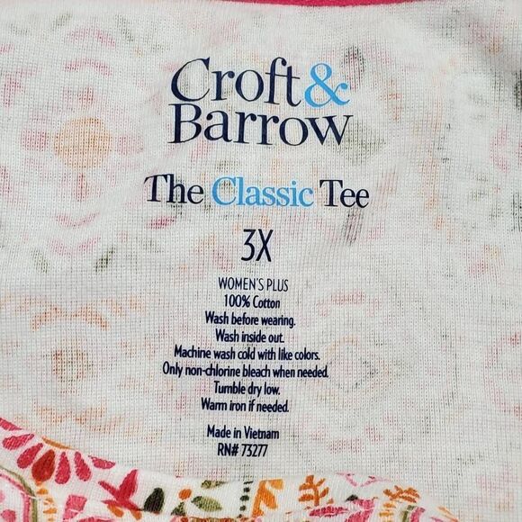 Croft & Barrow 3x Plus Pink Top - Picture 4 of 5